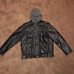 Men’s hooded Calvin Klein leather Jacket